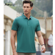亚狮龙【桑蚕丝】亚狮龙高端商务polo衫短袖男夏季薄款修身黑色高级感 YC-3308绿色 M