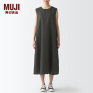 无印良品 MUJI 女式 亚麻水洗 无袖连衣裙 BCL48C2S 烟熏棕色 XS-S