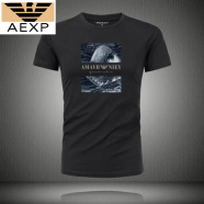 AEXP阿玛EA7XP尼旗下夏丝光莫代尔短袖圆领T恤棉体恤宽松打底短衫 黑色911 M