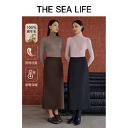 THE SEA LIFE欧海一生 半身裙女2024冬简约利落细腻软糯舒适亲肤半身裙A180215 黑灰色 S