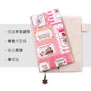 珠友手帐书衣 A6书套50开布书皮 森系可爱创意手工DIY手账布面保护套 花卉/粉【单笔插】