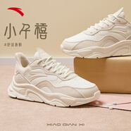 安踏小千禧丨休闲鞋女鞋革面防泼水复古增高厚底软底冬季老爹鞋运动鞋 【革面】泥沙灰/象牙白-6 38.5