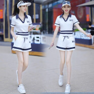 忆灵休闲运动套装女夏季薄款2024新款韩版宽松时尚洋气减龄短袖两件套 白色短裤款 2XL（120-130斤）