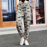 苜戈女防蚊裤棉绸夏天大人沙滩裤薄款灯笼裤人造棉花裤夏季哈伦裤 依-迷彩 成人版M码字建议高157重100以下