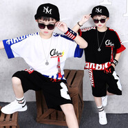 迪士尼小孩穿的男童夏季套装儿童7小孩8帅气9中大童10岁短袖街舞演出服 白色套装(衣服裤子) 110 (建议身高1米左右)