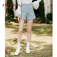 卓雅周末（JORYA weekend）巴洛克幻想系列卓雅2023春新款高腰双毛呢阔腿短裤女EJWCCU55 蓝紫色-预售7天 S-预售7天