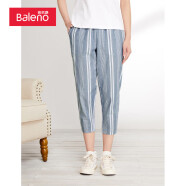 班尼路（Baleno）简约束腰直筒时尚舒适哈伦裤女 B09浅牛仔蓝 M 