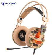 赛德斯（Sades）A6 头戴式7.1声道电竞耳麦（迷彩）发光有线USB台式电脑耳机 绝地求生吃鸡语音耳机
