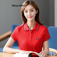 Mirza Mirror短袖t恤女纯色体恤带领运动上衣韩版夏季修身翻领polo衫 3046红色 M