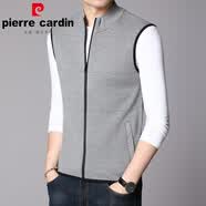 皮尔卡丹（pierre cardin）春季立领纯色开衫毛衣男背心时尚韩版修身男装春秋拉链针织衫马甲 灰色 M 170