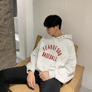 FEAR OF GOD ESSENTIALSFOG FEAR OF GOD BASEBALL小众美式潮牌秋冬加绒宽松连帽卫衣男 BASEBALL红色字母帽衫燕麦灰 L