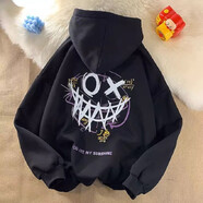 男童连帽卫衣加绒秋冬2025新款儿童恶魔中大童宽松长袖上衣男孩潮 黑色【薄款】 150