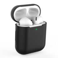 登谷 蓝牙无线耳机保护套2代1液态硅胶套i12充电盒子透明薄软套一体 黑色（Airpods 1/2通用）液态硅胶