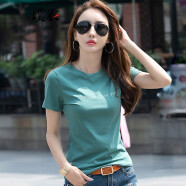 璞衣夏季新款 女韩版半高领短袖上衣宽松半袖打底T恤7190 7220绿色 XL（建议120-130）