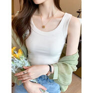 奕卬小吊带背心女士夏季外穿内搭打底衫白色法式别致工字螺纹欧美打底 白色 均码130斤以内