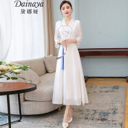 黛娜娅（Dainaya）旗袍女2024春夏新款中式女装中国风日常改良复古汉服连衣裙 2877 白色 M