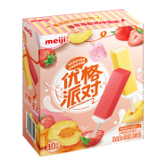 明治（meiji）黄桃酸奶味、草莓酸奶味雪糕 49g*10支 彩盒装