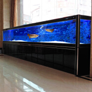 欧宝 金龙鱼缸 玻璃生态水族箱 屏风 大型鱼缸客厅办公室别墅定制鱼缸 100x40x90/68上过滤