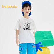 巴拉巴拉男童短袖t恤纯棉新款夏装儿童打底衫中大童印花潮流 本白10101（尺码90-180 90cm