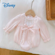 迪士尼（DISNEY）【春日萌新】迪士尼适合小baby穿的ins新生婴儿连体衣爬服春秋季 粉色三角哈衣 66cm