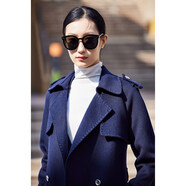 白领女装新款上青波纹SC双面双排扣雨搭长大衣OL-LOVBS21-901 上青 M (160)