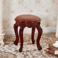 京韵古筝凳子琴凳单人欧式梳妆台凳子美式化妆椅中式古典家用方凳圆凳 深棕色(圆)凳 棕面