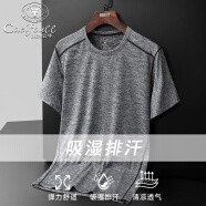 加洲公牛（CALIFBULL）短袖t恤男夏季男士休闲速干圆领运动T恤衫装上衣 灰色 6XL 