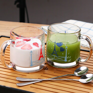 乐美雅钢化玻璃杯耐高温微波炉牛奶杯水杯早餐杯儿童家用泡茶杯耐热杯子 情侣杯两只