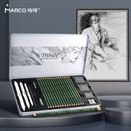 马可（MARCO）特浓炭黑素描铅笔 大师系列专业美术2B/4B/6B/16支炭铅笔绘图25件套绘画工具套装330225C