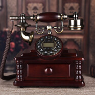 安斯艾尔 欧式仿古电话机座机美式创意时尚客厅摆件复古家用固定电话无线插卡机 插线-升级版-红木色-双铃-按键