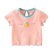 赢一贝宝宝短袖T恤夏季新生儿上衣洋气女童t恤半袖薄款1岁婴儿夏装衣服 粉色菠萝 90码适合80-90cm