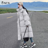 英帆（Einnfrnn）羽绒棉服女中长款冬季女士外套韩版学生棉衣加厚面包服女生棉袄子 A08米白 M(建议体重100-115)