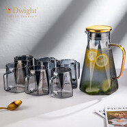 德韦特（DWIGHT）高档耐高温玻璃冷水壶家用大容量凉水壶加厚泡茶壶喝水杯子套装 烟灰壶1.7L+烟灰杯400ml*6