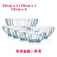 乐美雅玻璃碗耐热钢化微波炉碗大号沙拉碗甜品碗汤碗饭碗和面碗家用套装