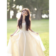 妍莉芬（yanlifen）法式在逃公主吊带连衣裙女2024夏季新款订婚礼服法式小白裙子夏天 白色 XL