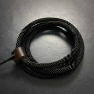 轻奢级男款配绳粗款手工牛皮头米兰吊坠挂绳玉牌项链绳子 黑色4 mm长款68cm