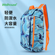 WELLHOUSE背包 户外双肩包儿童学生包旅行包徒步包男女休闲包 迷彩蓝色
