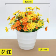 绿秀 仿真花套装假花摆件塑料花含花瓶花束仿真植物盆景餐桌装饰花 大盆跳兰菊/夕红 含塑料盆