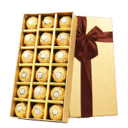 费列罗（Ferrero Rocher）巧克力礼盒装情人节61六一儿童节女神节礼物送员工生日公司团购 金色18粒礼盒装