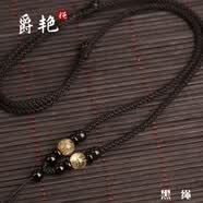 爵艳 玉佩佛吊坠挂绳精编金发晶挂件配绳翡翠蜜蜡项链绳男女创意马年 金发晶 黑绳带鉴定证书