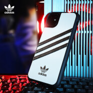 锦灏 adidas阿迪达斯iPhone11ProMax手机壳时尚潮流苹果XR防摔三叶草网红保护套防摔 6.5英寸苹果11 Pro Max 三杠白黑