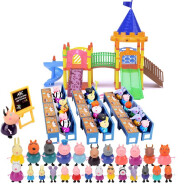 小猪佩奇玩具过家家一家四口家庭装全套25玩偶男女孩3-6岁套装滑梯野餐车露营车佩佩猪粉红小猪 淘气堡乐园+教室+25人物
