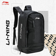 李宁（LI-NING)羽毛球包大容量书包旅行包双肩背包ABSR126-1黑色