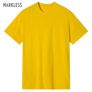 MARKLESS 夏季26支纯棉短袖男高级质感百搭T恤宽松休闲透气上衣男TXB0617M 黄色 M