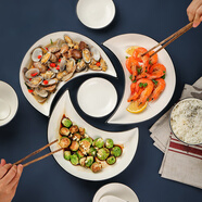 厨匠月亮拼盘餐具组合家用团圆桌菜盘子过年聚会碗碟套装摆盘扇形餐盘 3个月亮盘