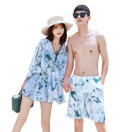 热耀2022情侣温泉泳衣 性感比基尼海边沙滩ins风度假蜜月泳衣套装 绿色女款三件套 M