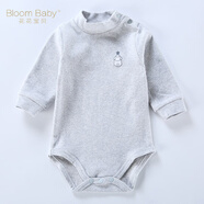 花花宝贝 婴儿连体包屁衣三角爬服男女宝宝哈衣长袖春秋冬季大码保暖加厚护肚0-1-4岁 中麻灰（半高领） 80cm