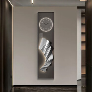 蓝迪莺现代简约玄关装饰画钟表挂钟客厅过道挂画细长条抽象几何艺术时钟 SXS1862 30*120*+晶瓷工艺