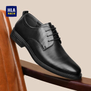 海澜之家HLA皮鞋男士商务休闲系带正装德比鞋子男HAAPXM2DBH171 黑色38