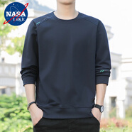 NASALIKE卫衣男长袖T恤男装衣服宽松休闲春秋款中年百搭时尚圆领上衣 藏青 2XL（建议135-150斤）